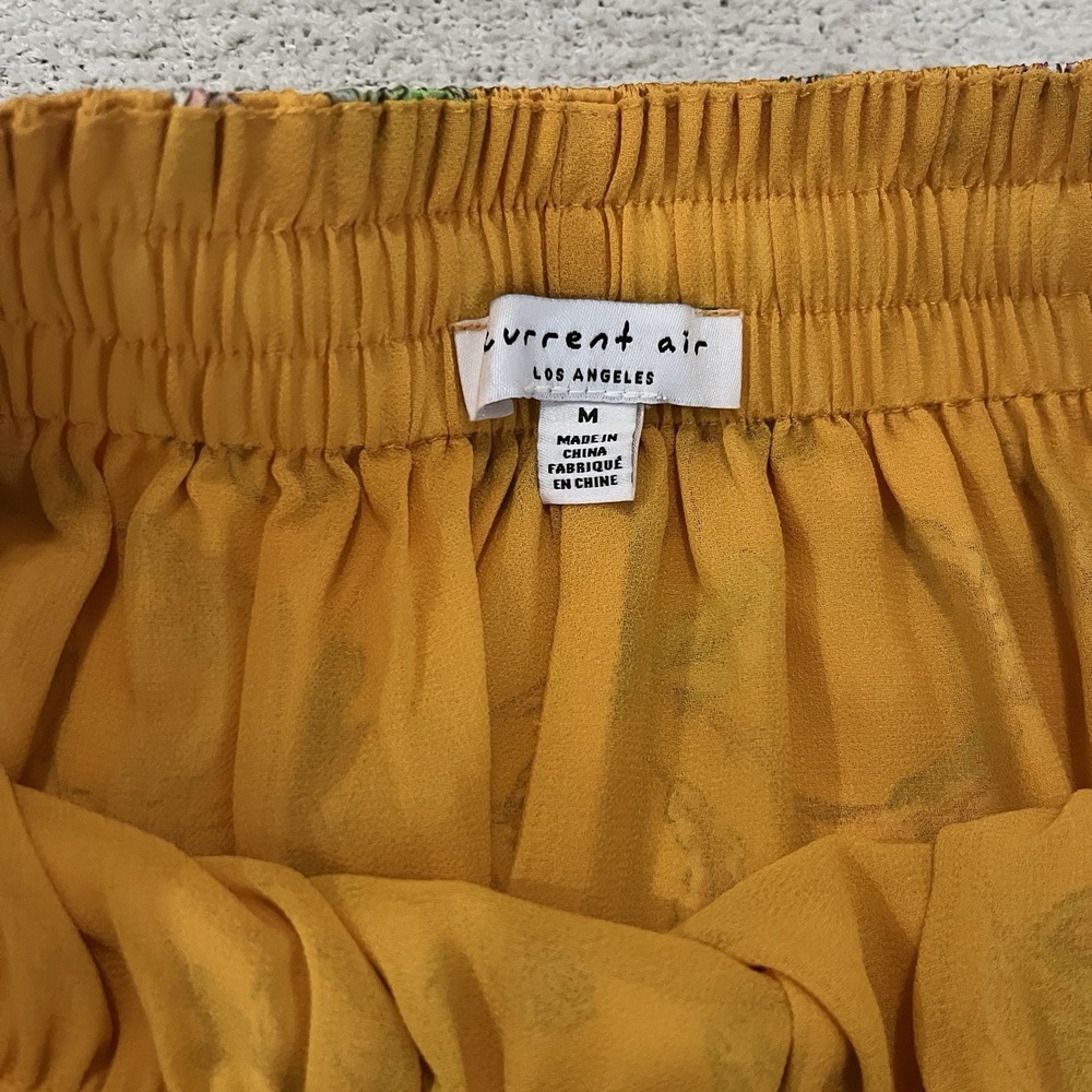 Anthropologie Current Air Skirt Women's M Yellow Smocked Floral - Picture 5 of 8